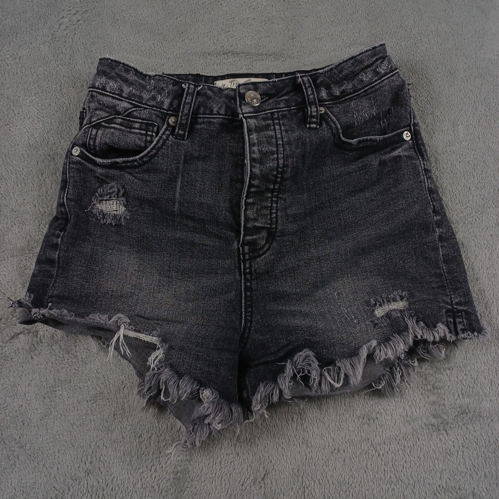 We The Free Shorts Womens 26 Black‎ Denim Cut Off Pockets Boho